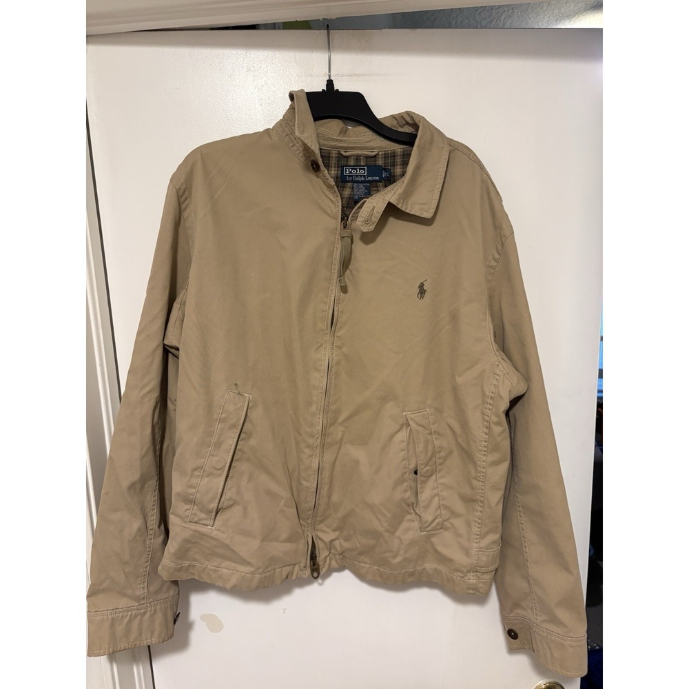 vintage Polo Ralph Lauren cotton field jacket with a plaid flannel lining XL